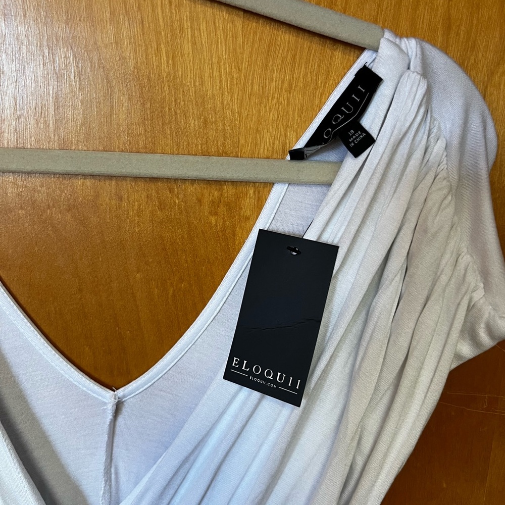 Eloquii White Pleated Wrap Maxi Dress